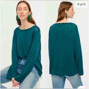 J. Crew Summit Green Relaxed Fit Crewneck Linen Sweater